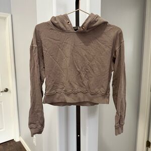 L'urv Cropped Chocolate Brown Hoodie Sweatshirt Size